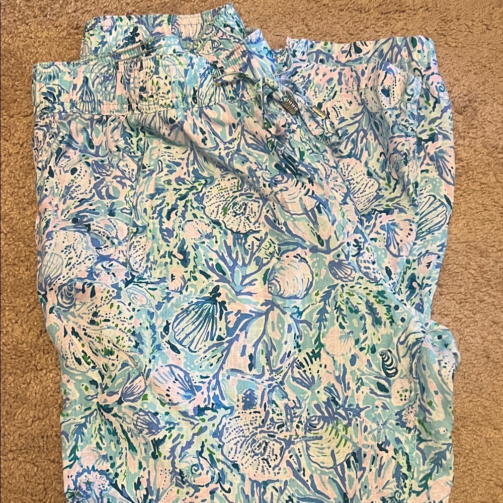 Lilly Pulitzer Pink and Blue Sea Life Print Pants